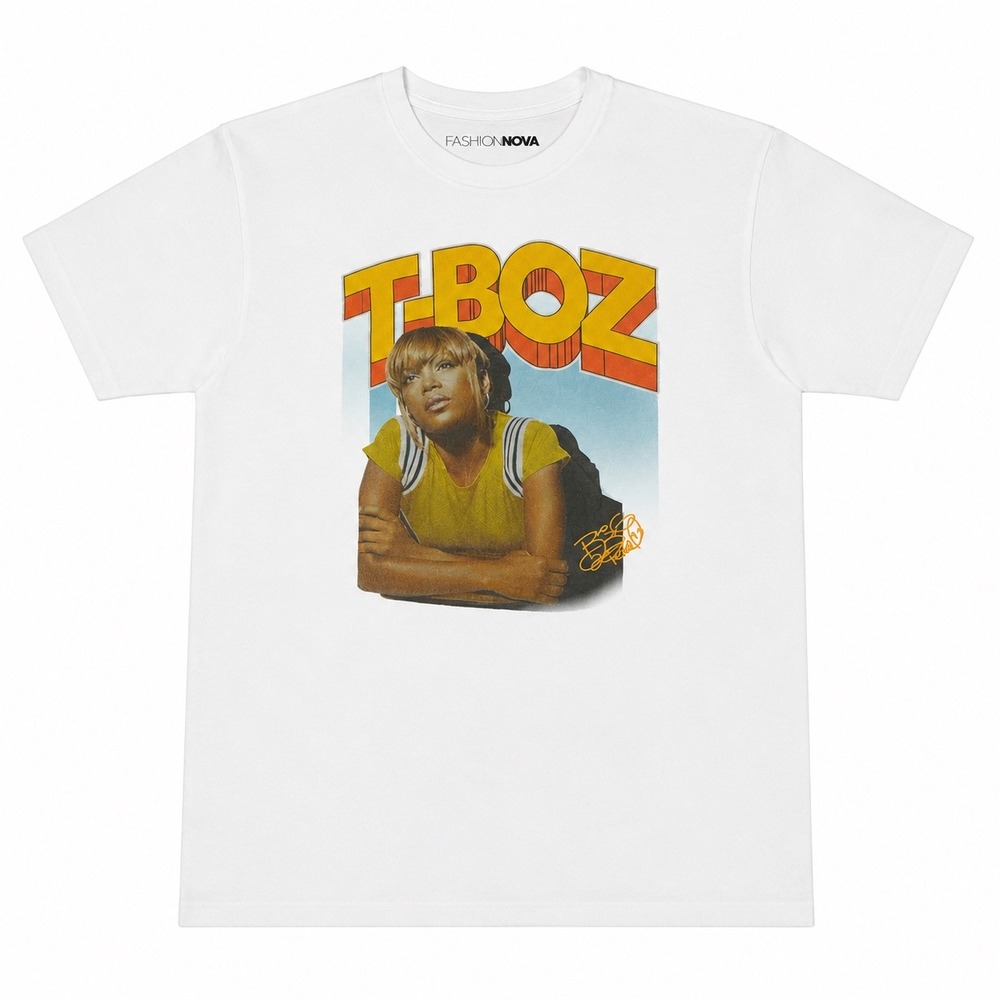 Fashion Nova T-Boz TLC Graphic Tee White Short Sleeve Crewneck T-Shirt